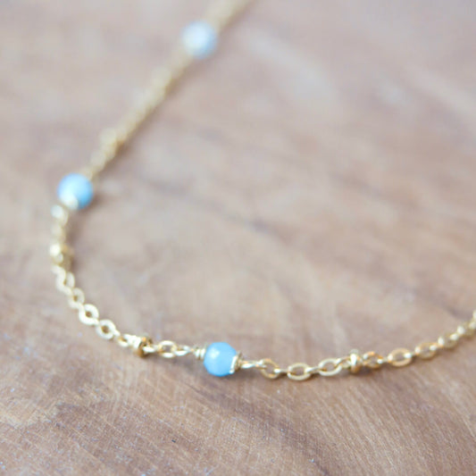 Ketting 'Tiny Treasures' - Aquamarijn