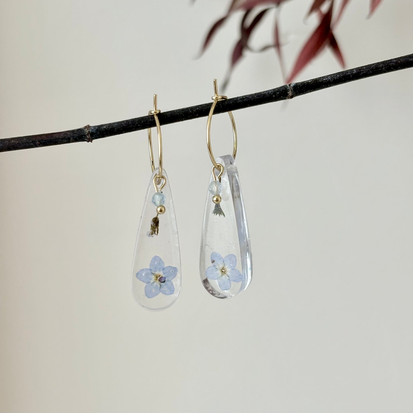 Florabelle Oorbellen - Vergeet me niet & Aquamarijn