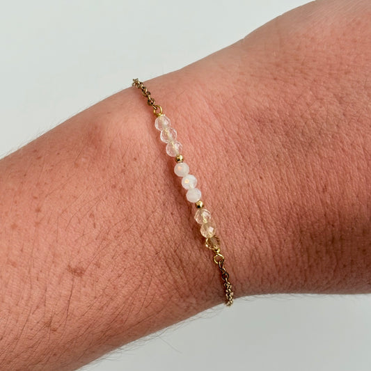 Armband 'Bar' - Citrien, Maansteen, Bergkristal