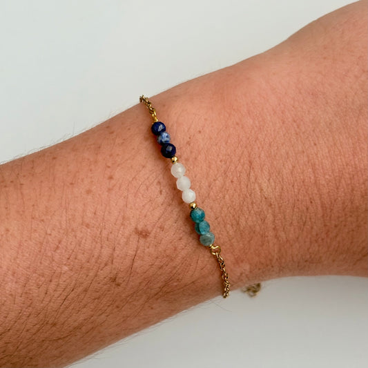 Armband 'Bar' - Sodaliet, Aqauamarijn, Prehniet