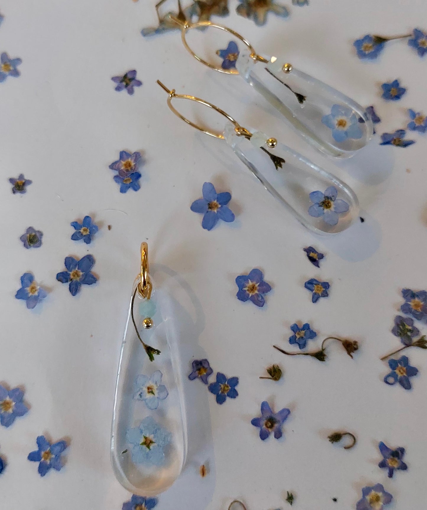 Florabelle Oorbellen - Vergeet me niet & Aquamarijn