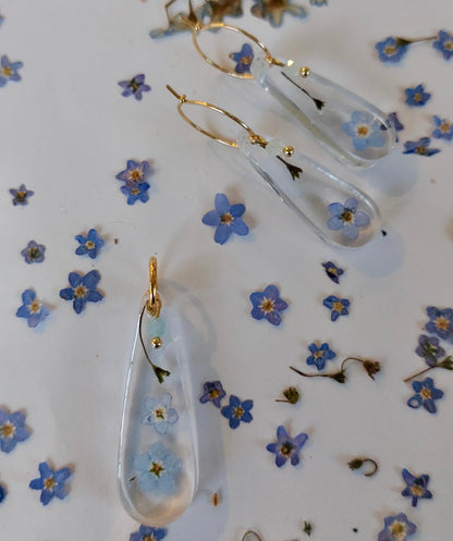 Florabelle Oorbellen - Vergeet me niet & Aquamarijn