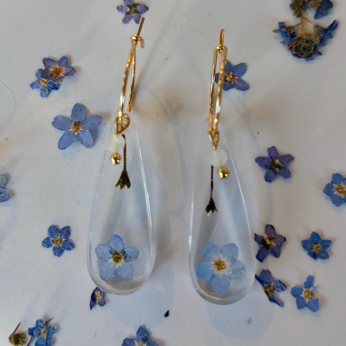 Florabelle Oorbellen - Vergeet me niet & Aquamarijn