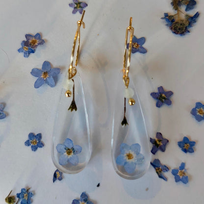 Florabelle Oorbellen - Vergeet me niet & Aquamarijn