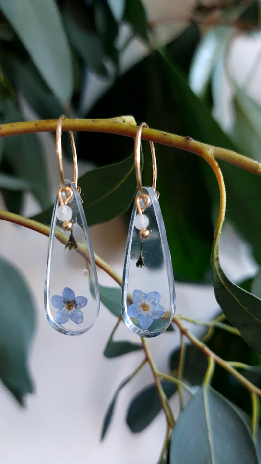 Florabelle Oorbellen - Vergeet me niet & Aquamarijn