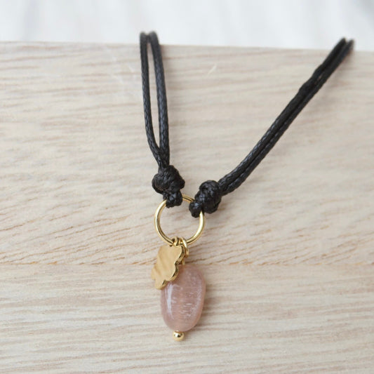 Armband met Gewaxed Katoen - "Weave Black" - Bloem & Zonnesteen