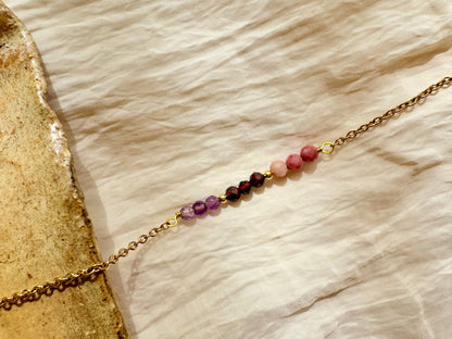 Armband 'Bar' - Amethist, Granaat, Rhodoniet