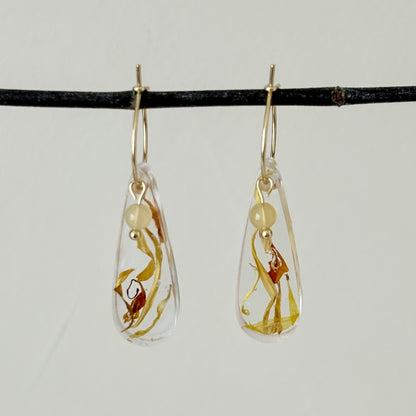 Florabelle oorbellen - Goudsbloem & Gele Opaal