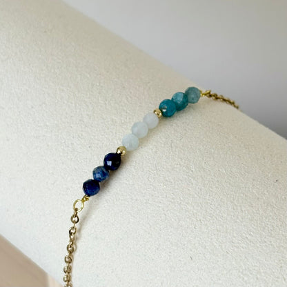 Armband 'Bar' - Sodaliet, Aqauamarijn, Prehniet