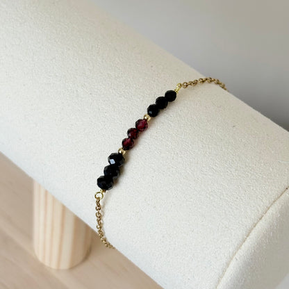 Armband 'Bar' - Zwarte Toermalijn & Granaat