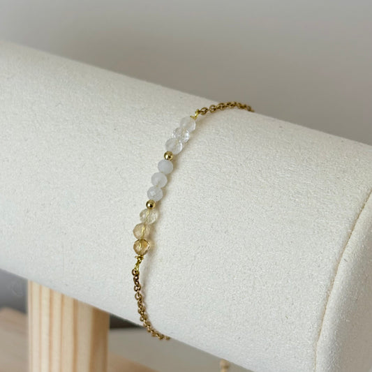 Armband 'Bar' - Citrien, Maansteen, Bergkristal