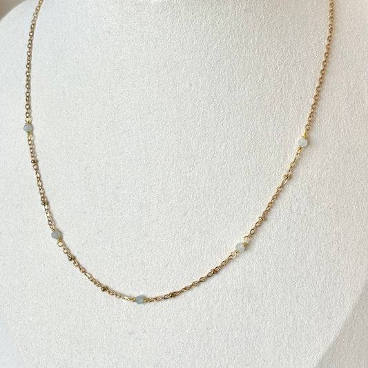 Ketting 'Tiny Treasures' - Aquamarijn
