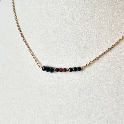 Ketting - 'Bar' - Zwarte Toermalijn & Granaat