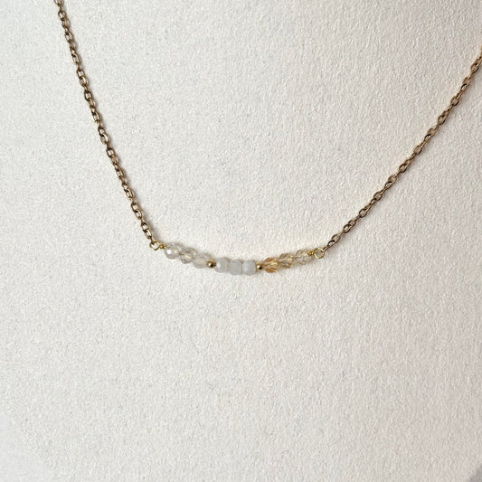 Ketting - 'Bar' - Citrien, Maansteen, Bergkristal