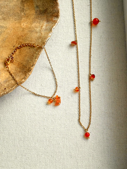 Sieradenset ketting en armband - Carneool