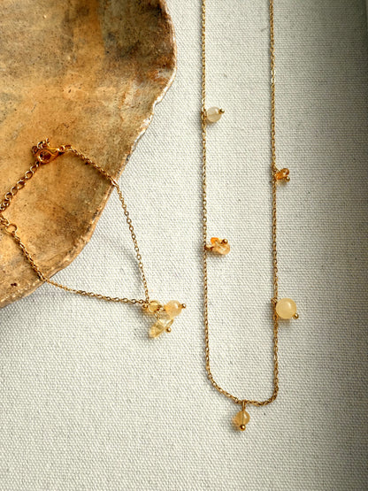 Sieradenset ketting en armband - Citrien