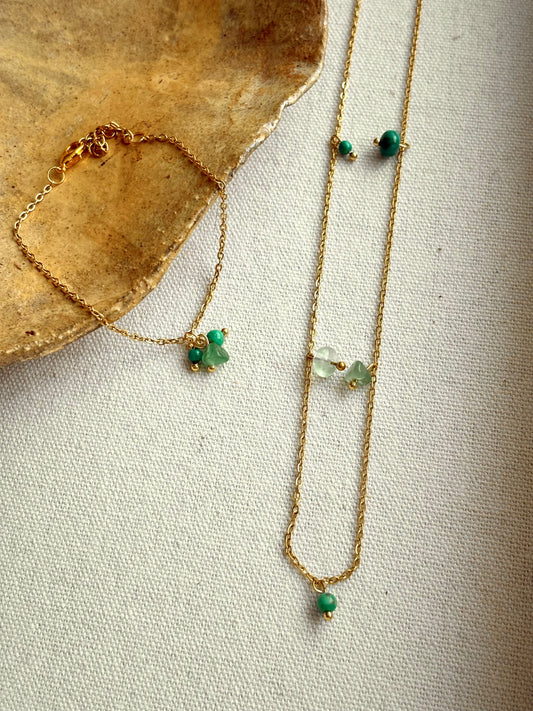 Sieradenset ketting en armband - Aventurijn