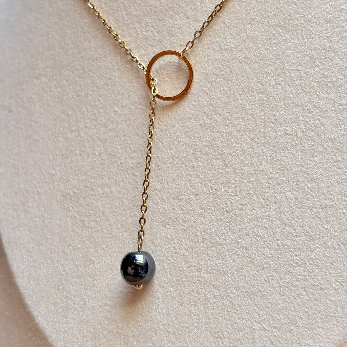 lariat ketting handgemaakt hematiet