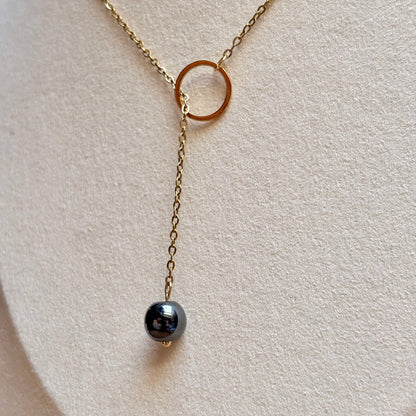 lariat ketting handgemaakt hematiet